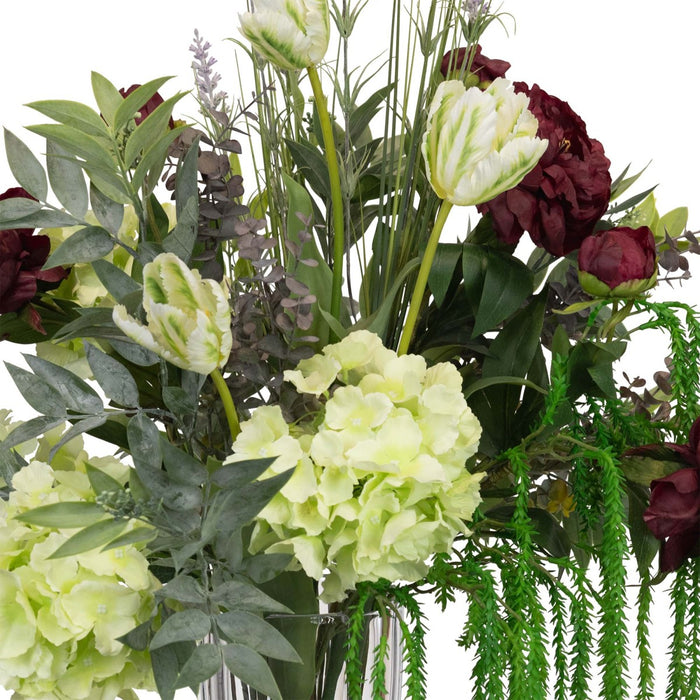 Grand Tulip Mixed Arrangement In Glass Vase 75cm