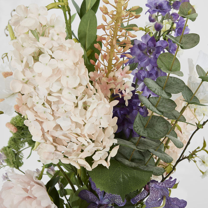 Artificial Hydrangea Delphinium Mixed Arrangement in Vase 110cm Multi-Colour - FLORA DESIGNS