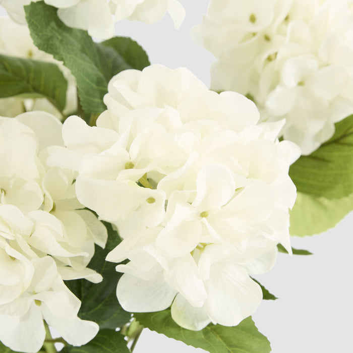 Artificial Hydrangea Bush with 7 Heads White 52cm White - FLORA DESIGNS