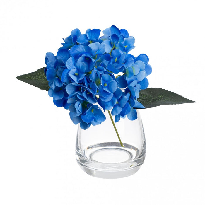 Hydrangea Flowers In Glass 20cm Blue Set of 2