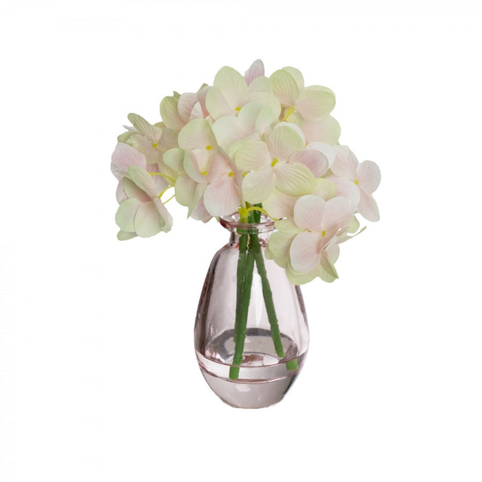 Hydrangea In Bud Vase Pink 19cm Set of 2