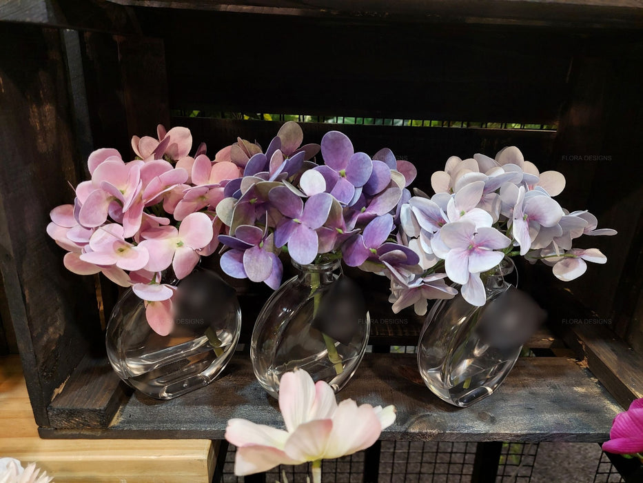 Hydrangea In Bud Vase Lavender 19cm Set of 2