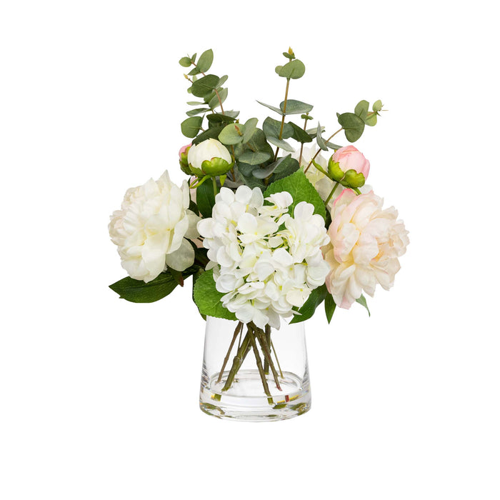 Hydrangea Mixed Arrangement In Glass 53cm