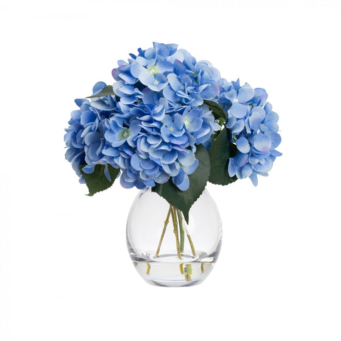 Hydrangea Mixed Arrangement in Glass Blue 27cm