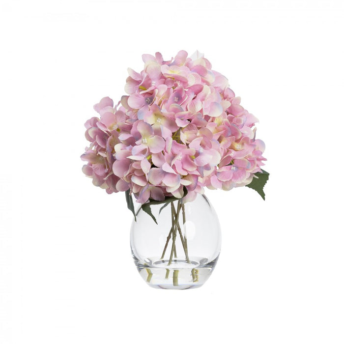 Hydrangea Mixed Arrangement in Glass Pink 27cm