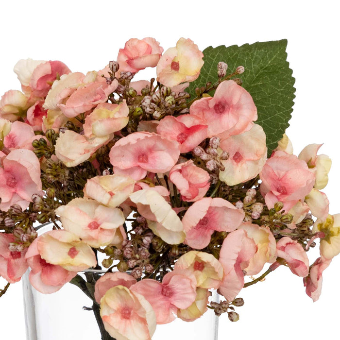 Hydrangea Mixed Arrangements In Glass Pink 18cm