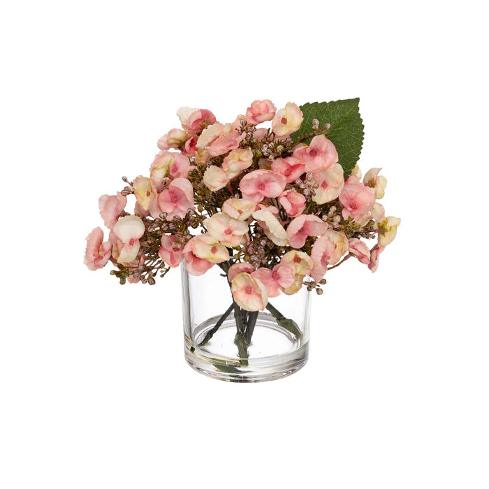 Hydrangea Mixed Arrangements In Glass Pink 18cm