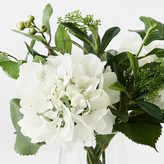 Hydrangea Mix in Vase White 33cm