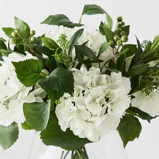 Hydrangea Mix in Vase White 43cm