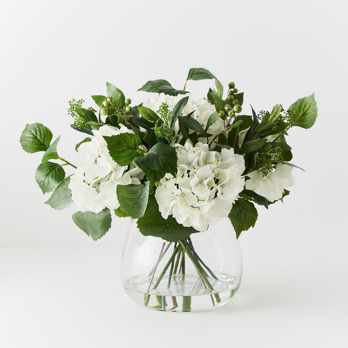 Hydrangea Mix in Vase White 43cm