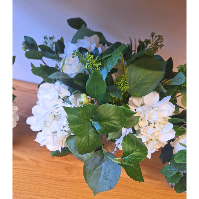 Hydrangea Mix in Vase White 43cm