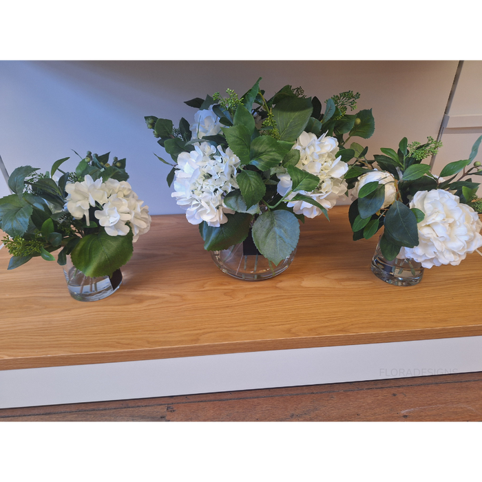Hydrangea Mix in Vase White 43cm
