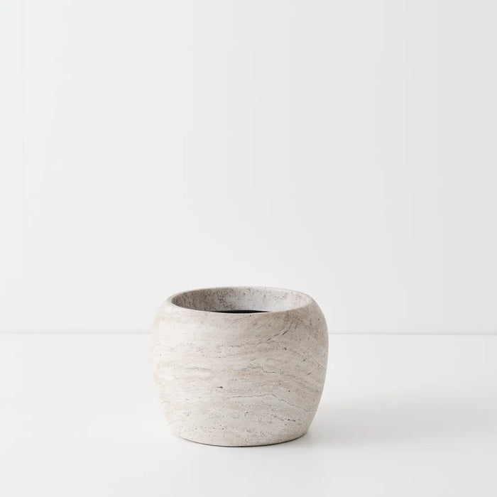 Ivar Pot  - Ivory Travertine Brown 22cm