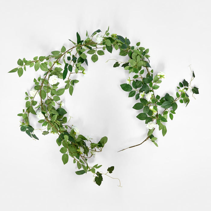 Artificial Rose Garland White 170cm White - FLORA DESIGNS