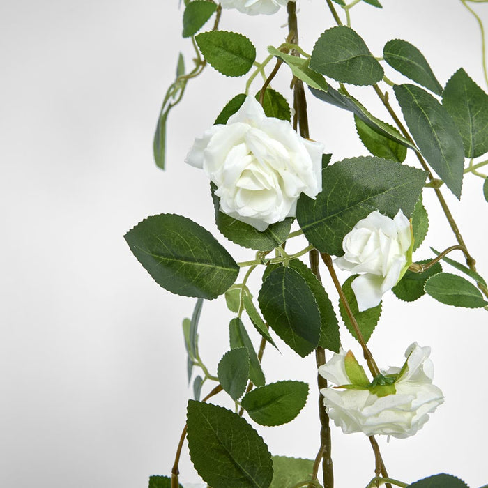 Artificial Rose Garland White 170cm White - FLORA DESIGNS