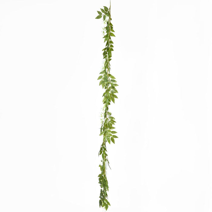 Artificial Wisteria Garland White 200cm White - FLORA DESIGNS