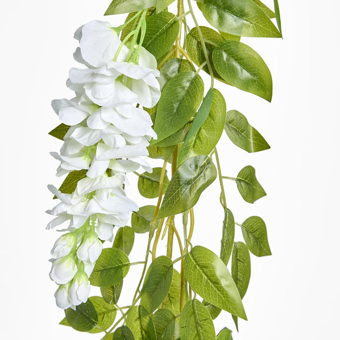 Artificial Wisteria Garland White 200cm White - FLORA DESIGNS