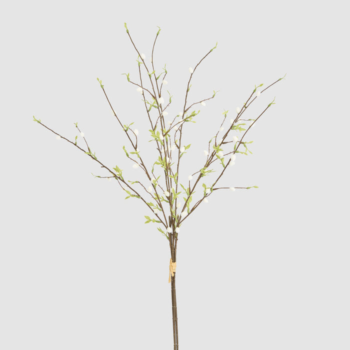 Artificial Pussy Willow Floral Stem with Leaves 82cm Gold - FLORA DESIGNS