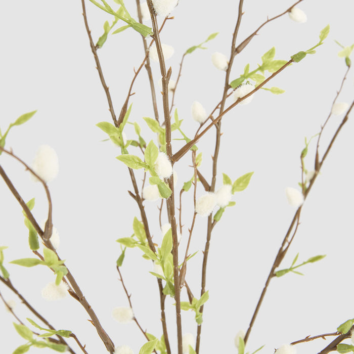 Artificial Pussy Willow Floral Stem with Leaves 82cm Gold - FLORA DESIGNS