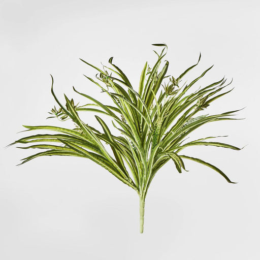 Artificial Green White Spider Plant with 79 Leaves Real Touch 46cm Green - FLORA DESIGNS