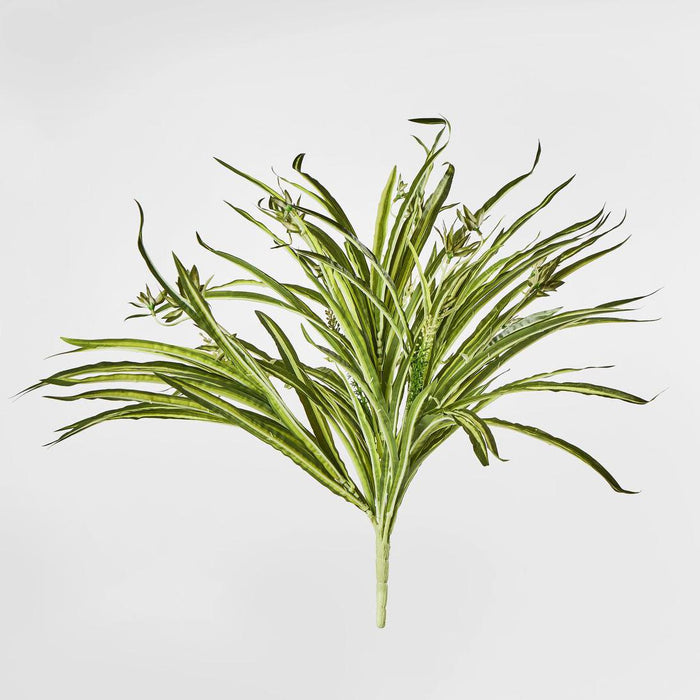 Artificial Green White Spider Plant with 79 Leaves Real Touch 46cm Green - FLORA DESIGNS