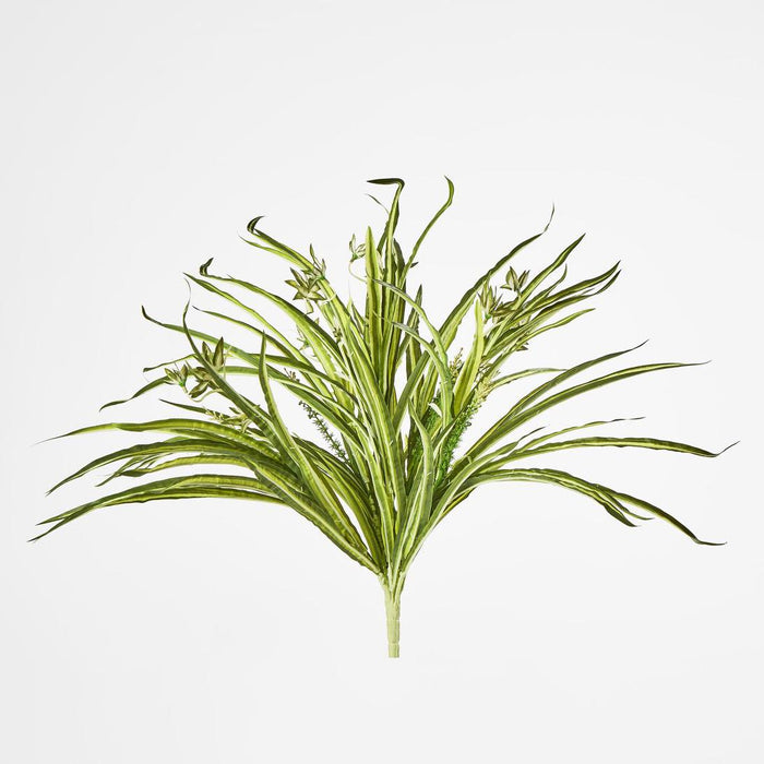 Artificial Green White Spider Plant with 79 Leaves Real Touch 46cm Green - FLORA DESIGNS