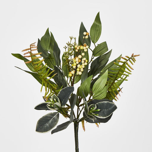 Artificial Mixed Leaf Mini Bush 33cm Green - FLORA DESIGNS