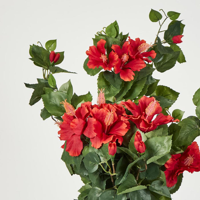 Artificial Red Hibiscus Bush with 10 Flowers 66cm Red - FLORA DESIGNS