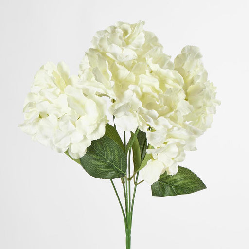 Artificial White Hydrangea Bush X 5 1cm White - FLORA DESIGNS