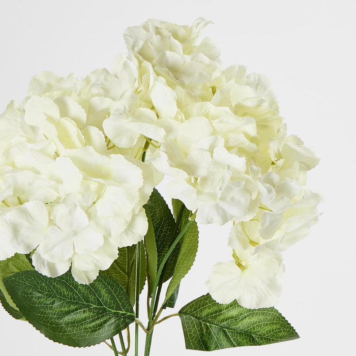 Artificial White Hydrangea Bush X 5 1cm White - FLORA DESIGNS