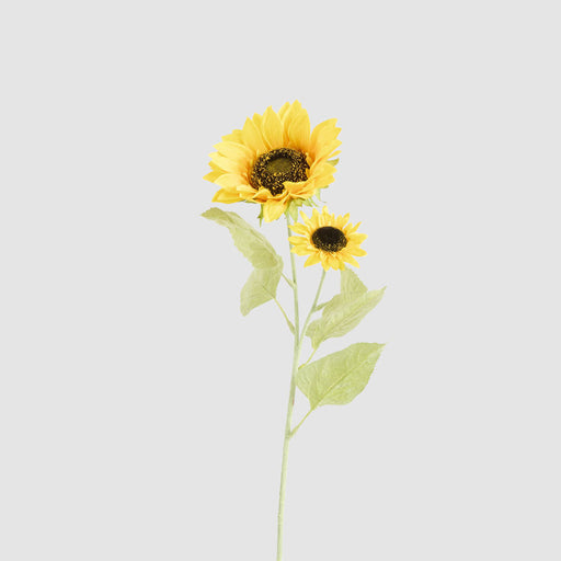 Artificial Sunflower Stem with 2 Heads 70cm Yellow - FLORA DESIGNS