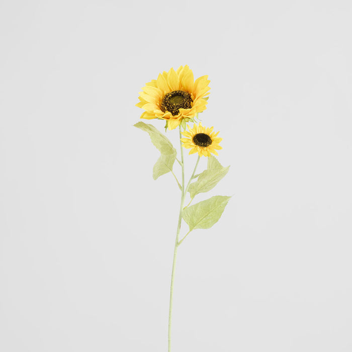Artificial Sunflower Stem with 2 Heads 70cm Yellow - FLORA DESIGNS
