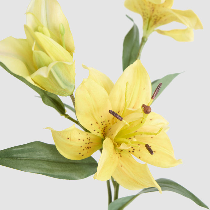 Artificial Tiger Lily Spray W 2 Flowers & 1 Bud Yellow 71cm Yellow - FLORA DESIGNS