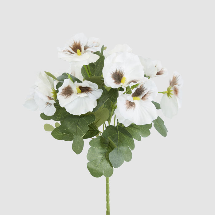 Artificial White Pansy Bush 32cm White - FLORA DESIGNS