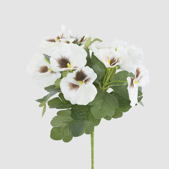 Artificial White Pansy Bush 32cm White - FLORA DESIGNS