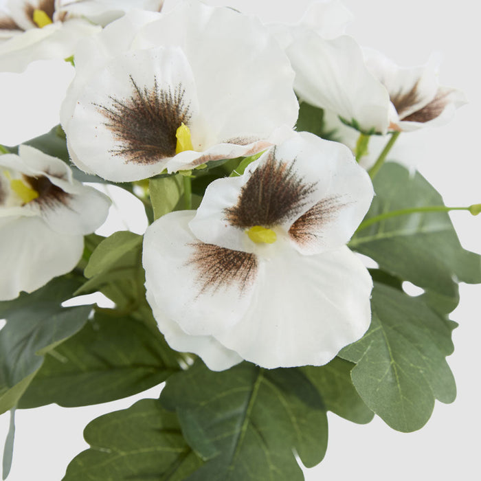 Artificial White Pansy Bush 32cm White - FLORA DESIGNS
