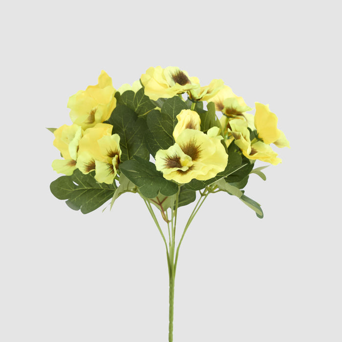 Artificial Yellow Pansy Bush 32cm Yellow - FLORA DESIGNS