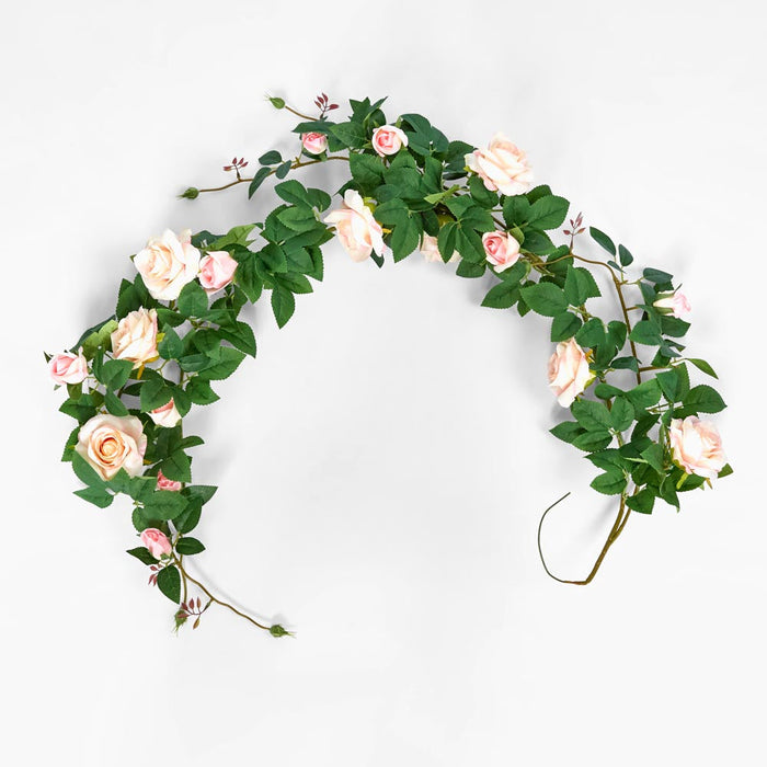 Artificial Rose Garland Light Pink 150cm - FLORA DESIGNS