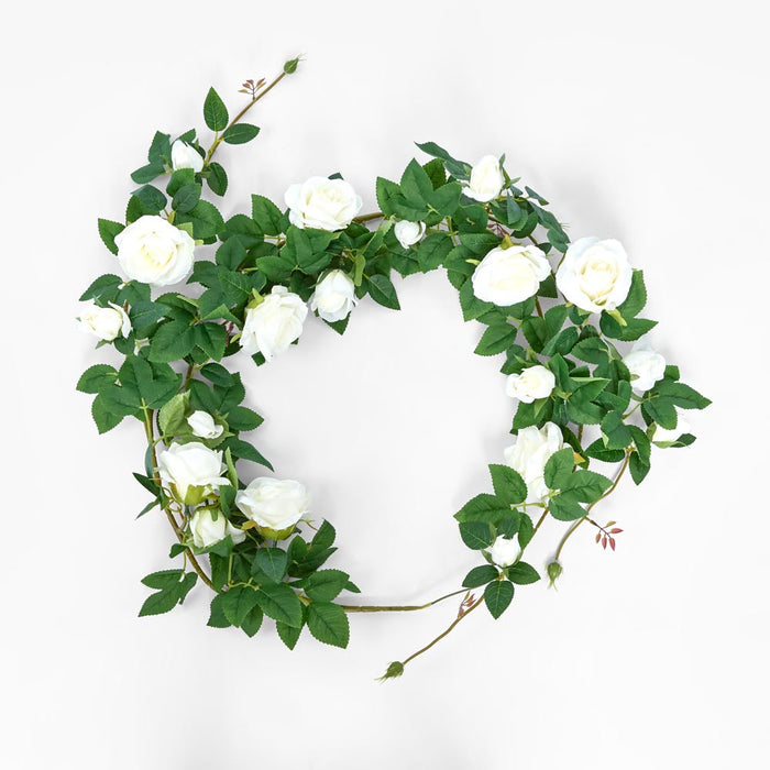 Artificial Rose Garland White 150cm White - FLORA DESIGNS