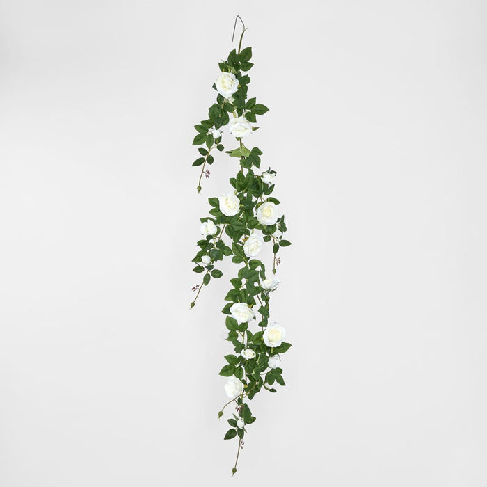 Artificial Rose Garland White 150cm White - FLORA DESIGNS