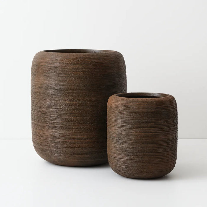 Jasper Textured Pot Dark Brown 48cm Set of 2