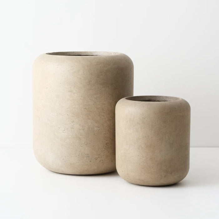 Jasper Textured Pot Sediment Light Brown 48cm Set of 2