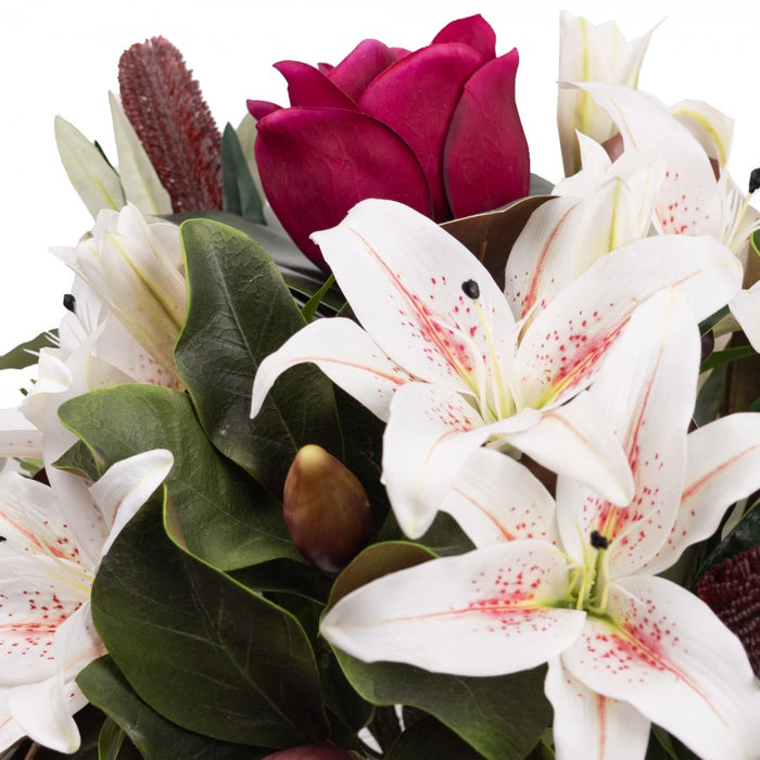 Lily & Magnolia Mixed Arrangement Red In Glass 62cm