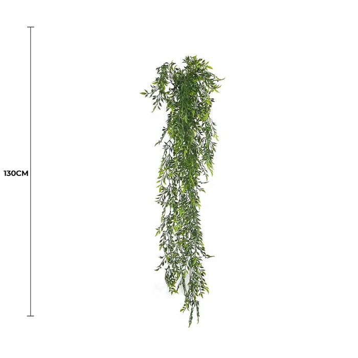 Hanging Ruscus Leaf Plant UV Resistant Green 130cm Set of 2