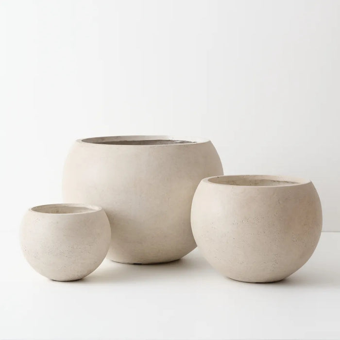 Lyra Pot Grey White Marlstone 39cm Set of 3