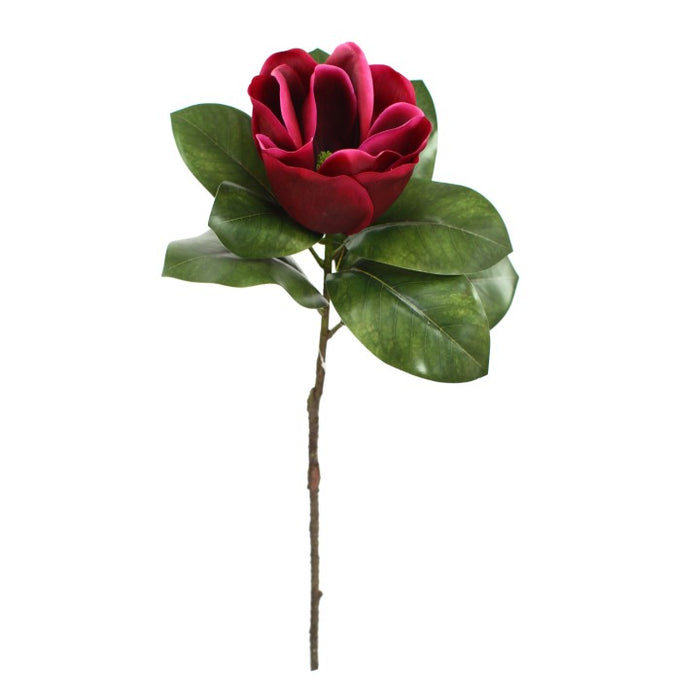 Magnolia Flower Real Touch 70cm Red Burgundy Set of 12