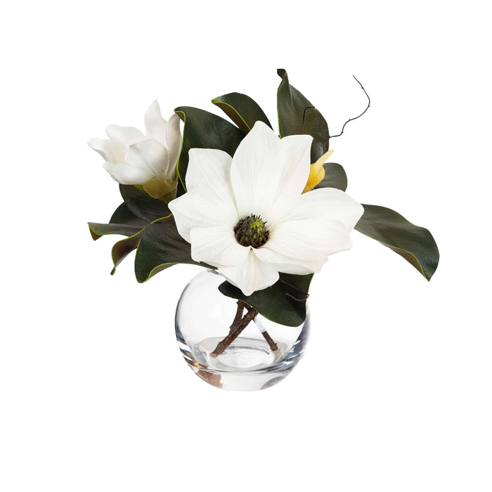 Magnolia Spray in Fishbowl Vase 25cm White