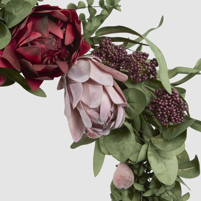Mixed Native Protea Wreath Red 65cm