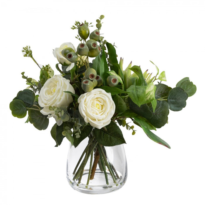 Native Arrangement In Glass- White 40cm