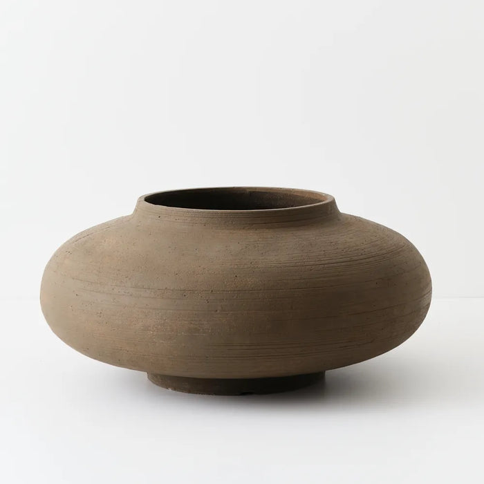 Novae Rounded Pot Wood Brown, 34cm